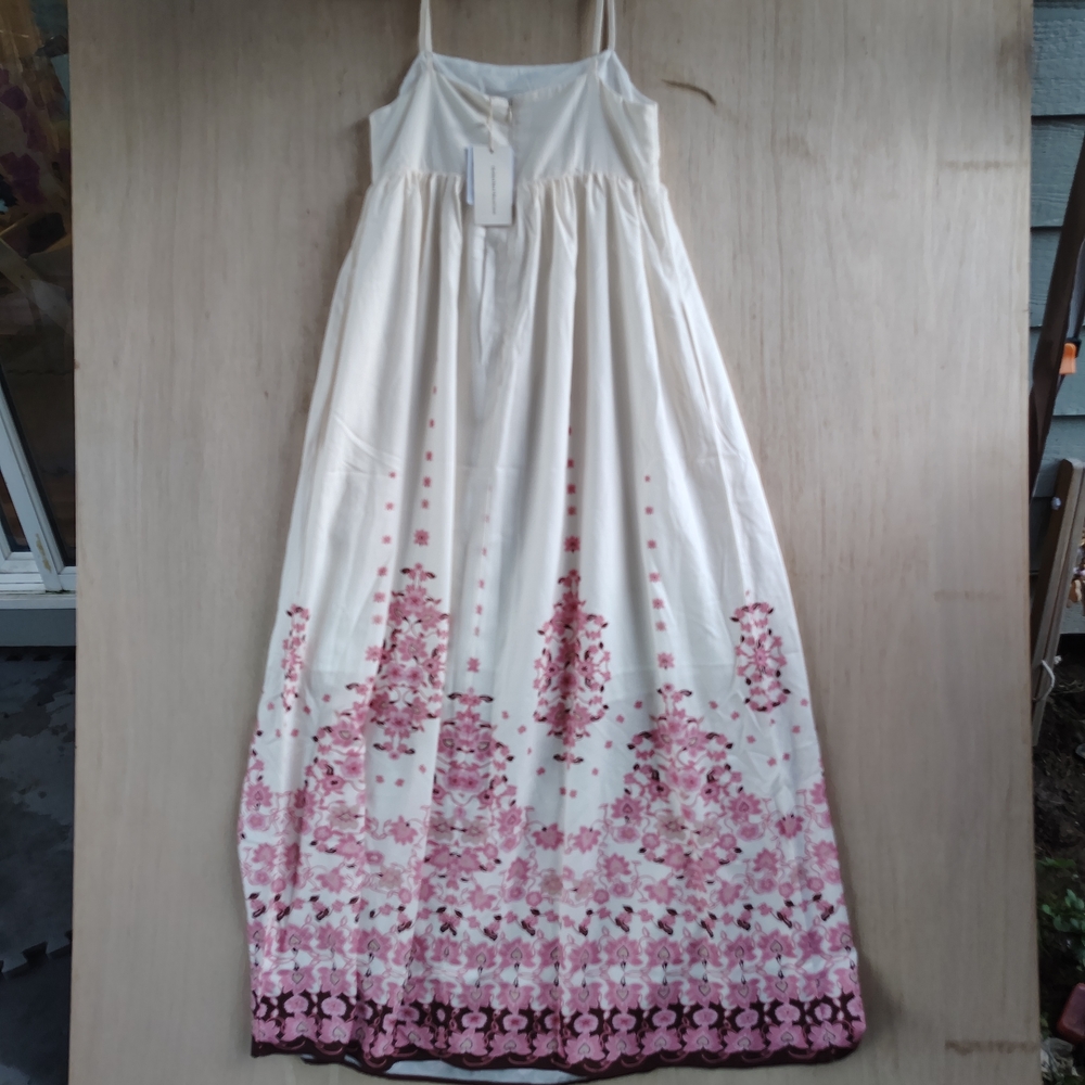 Commense Cream Dress with Pink Floral Design M